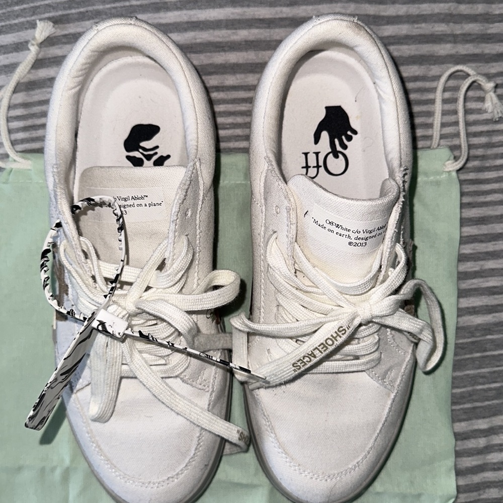 Off- White Vulcanized Eco Canvas Sneakers - Picture 5 of 16